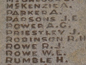 PRIESTLEY J  Inscription Bayswater War Memorial