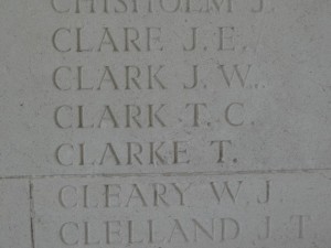 CLARK T.C. Inscription Arras Memorial